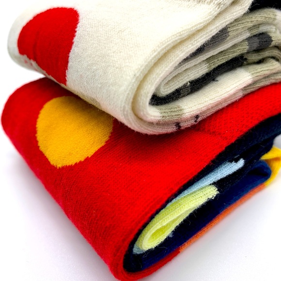 Two Pair Mismatched Outdoors Day Night Sun Moon Orange Blue Yellow Socks - Picture 4 of 5